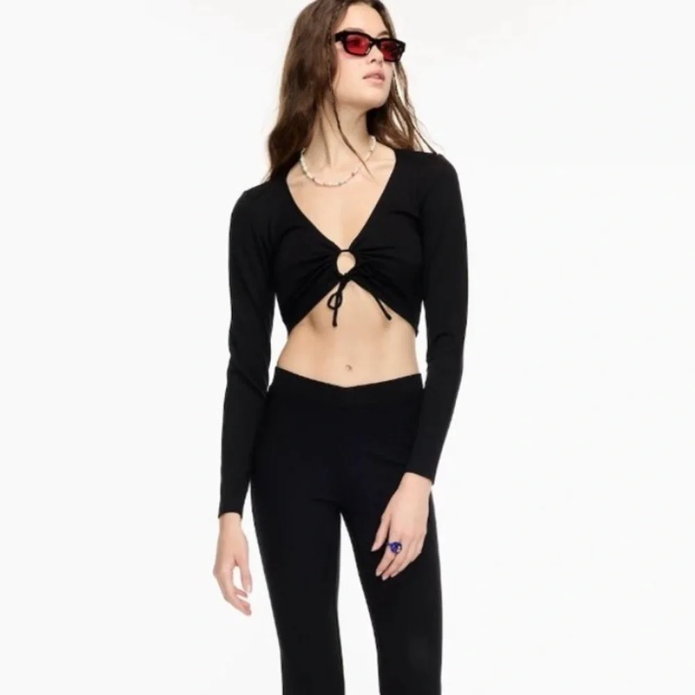 Aritzia Top Womens Small Sun-Deh Sunday Best Brown Far Out Cropped Long Sleeve - Picture 2 of 10